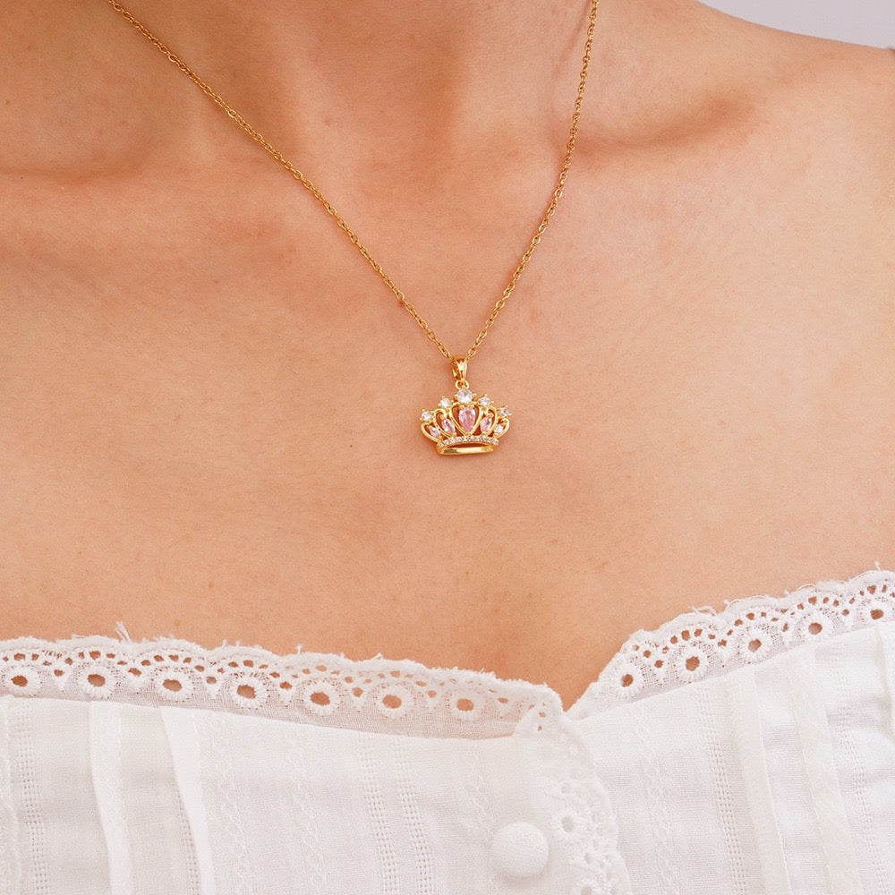 COLLAR CADENA CORONA  ELEGANTE CRISTALES DE CIRCONIA