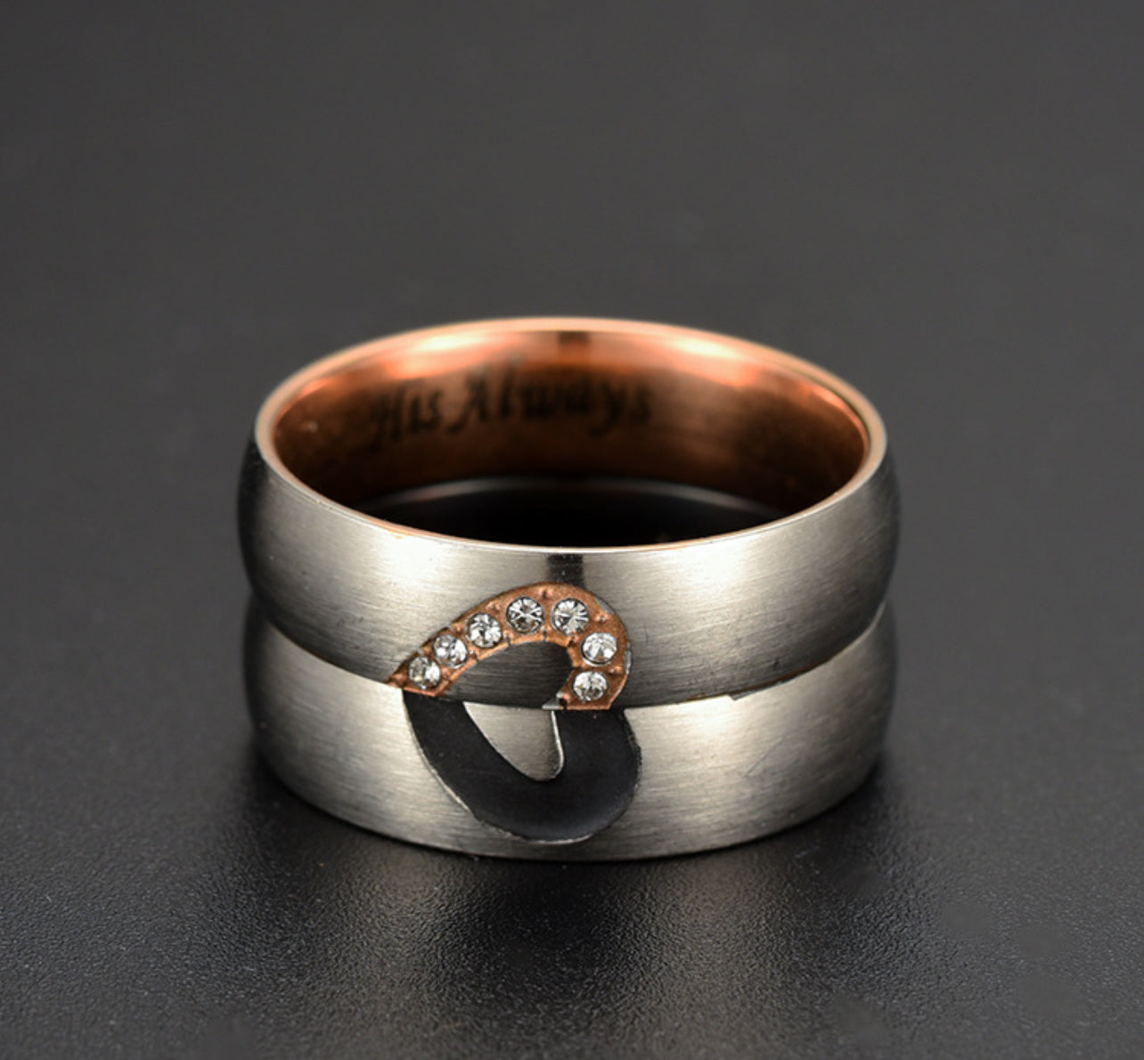 ANILLOS DE PAREJA HER FOREVER HOS ALWAYS PROMESA