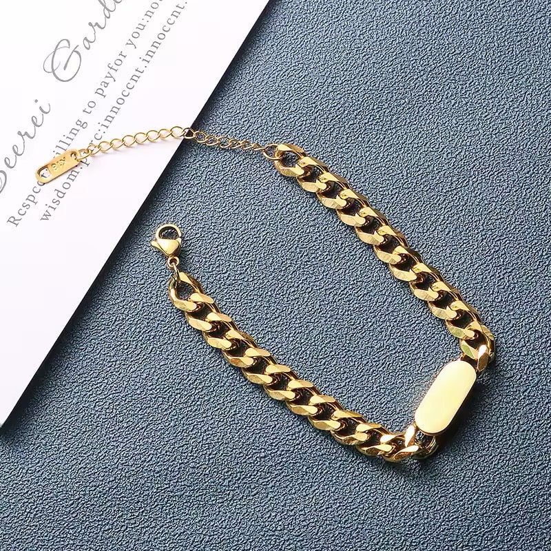 BRAZALETE ESTILO CUBANA ACERO INOXIDABLE PERSONALIZABLE PLATEADOS