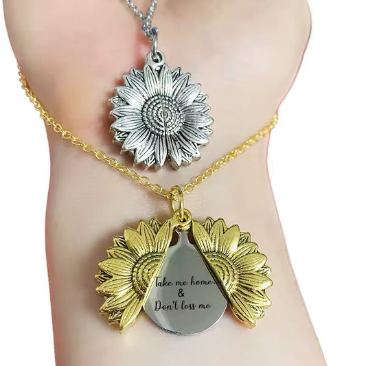 COLLAR MENSAJE OCULTO DISEÑO GIRASOL  PERSONALIZADO