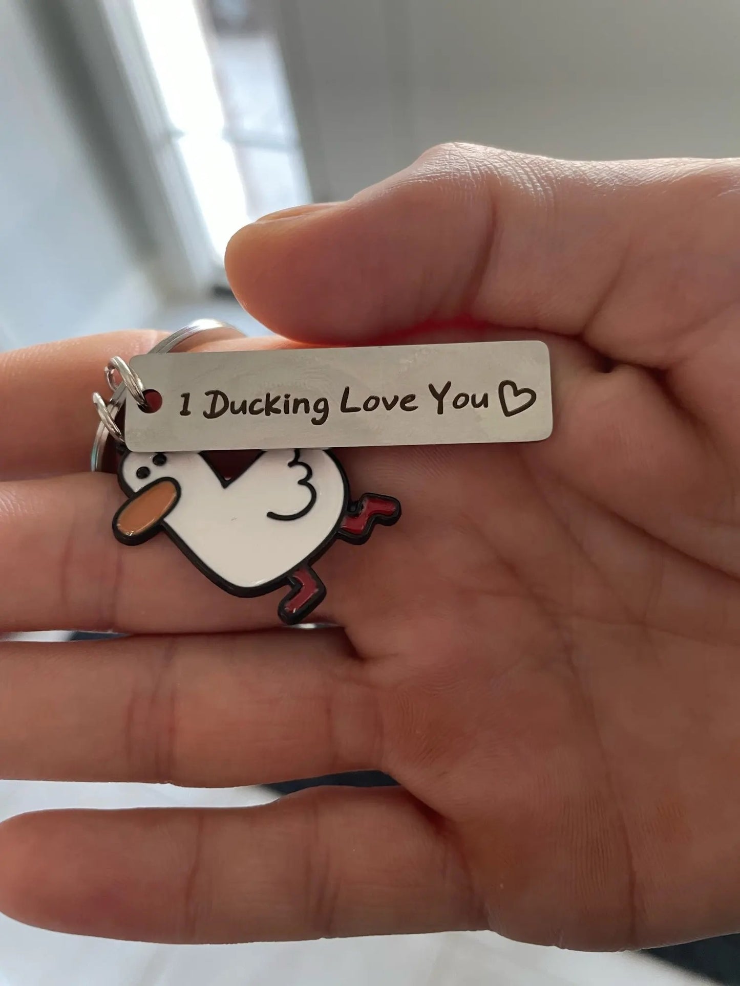LLAVERO MINIMALISTA I DUCKING LOVE YOU PATO ACERO INOXIDABLE