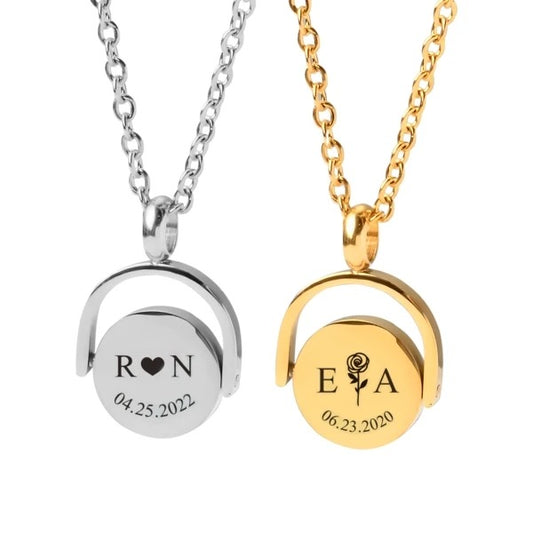 COLLAR MINIMALISTA CON COLGANTE GIRATORIO UNISEX PERSONALIZADO
