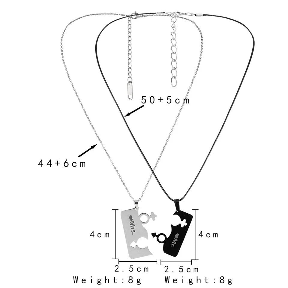 COLLARES ROMPECABEZAS BLANCO Y NEGRO PAREJAS