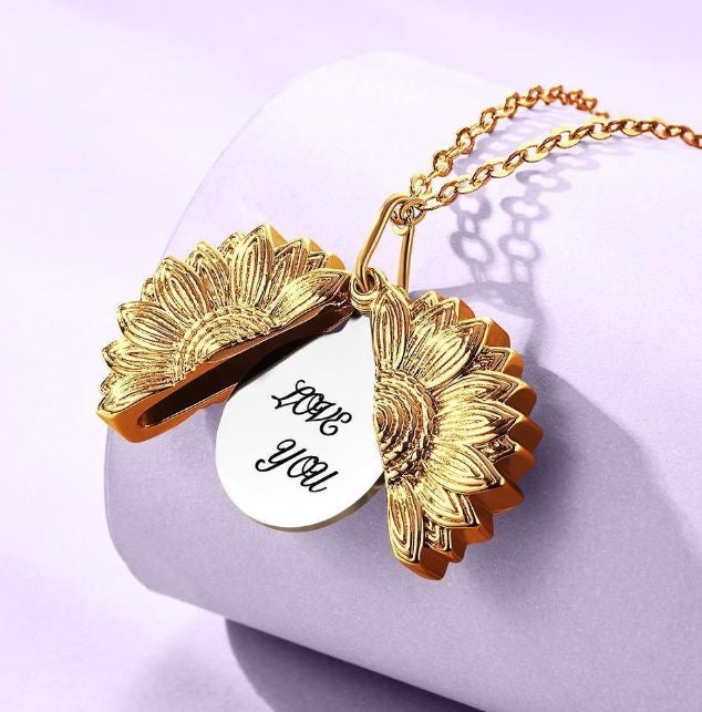 COLLAR MENSAJE OCULTO DISEÑO GIRASOL PERSONALIZADO