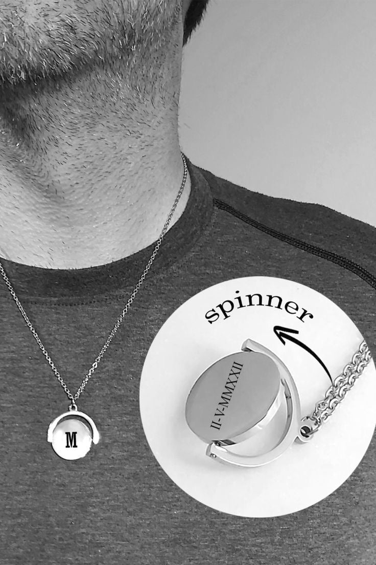 COLLAR MINIMALISTA CON COLGANTE GIRATORIO UNISEX PERSONALIZADO