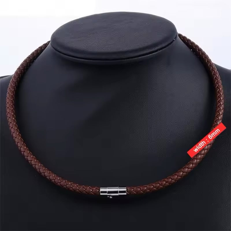 CHOCKER GARGANTILLA DE CUERO TRENZADA UNISEX PUNK