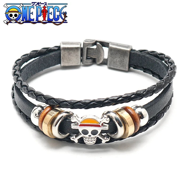 BRAZALETES ANIME ONE PIECE LEATHER CUERO MINIMALISTA