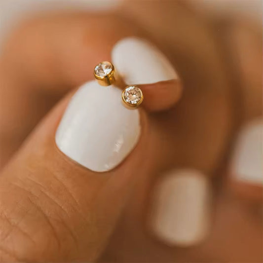 PENDIENTES CRISTAL NATAL  MINIMALISTAS BRILLANTES