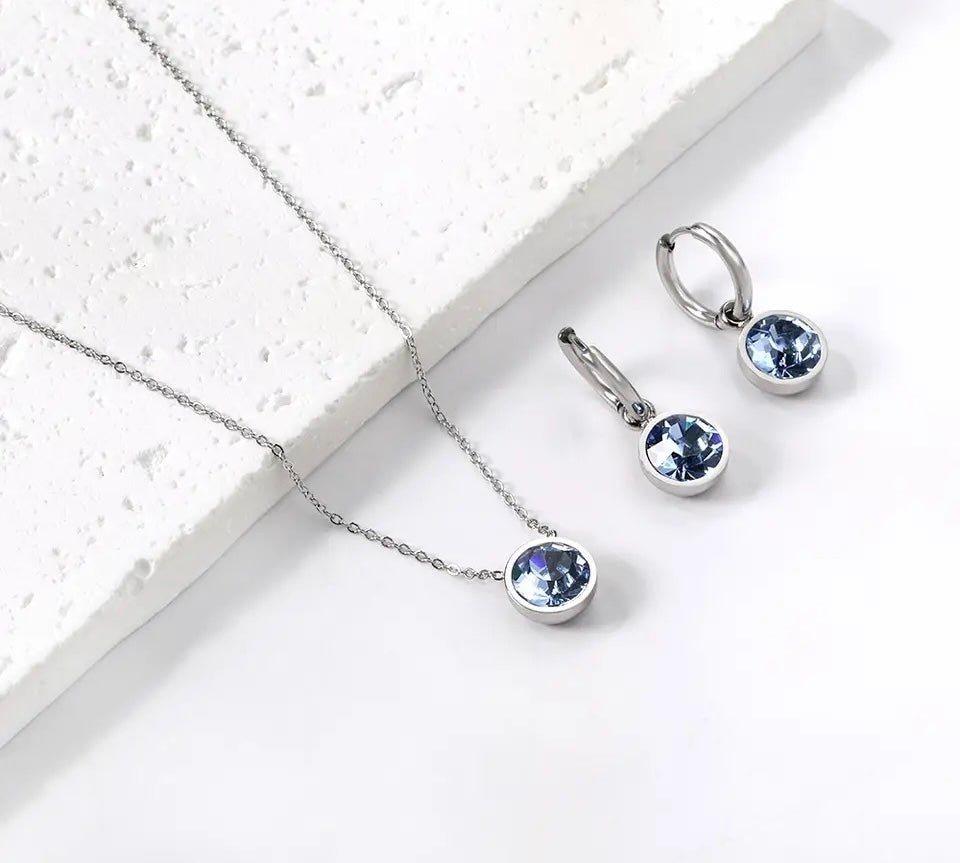 SET DE COLLAR CIRCONIA ELEGANTE ACERO INOXIDABLE