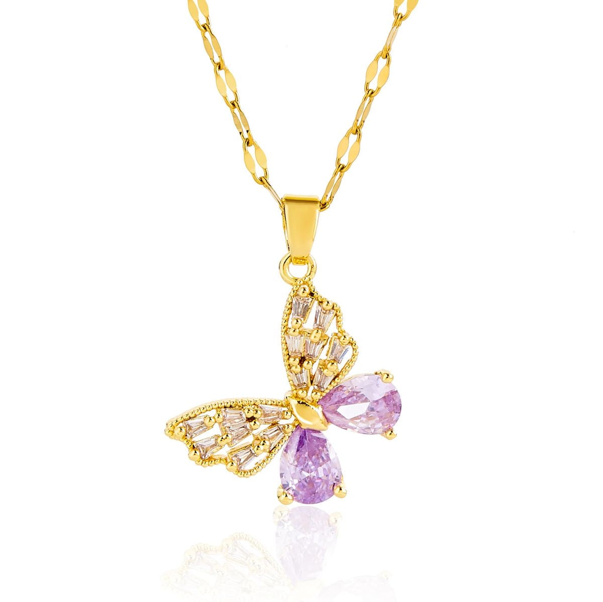 COLLAR CADENA MARIPOSA ELEGANTE CRISTALES DE CIRCONIA