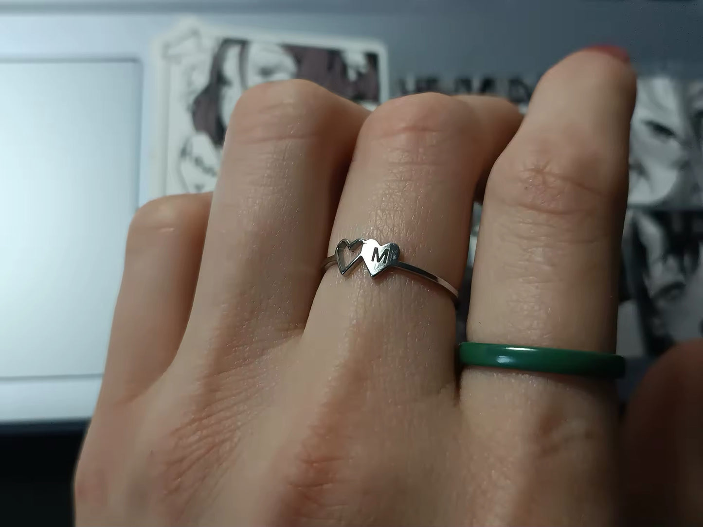 ANILLO CORAZONES MINIMALISTAS PERSONALIZADO INICIAL