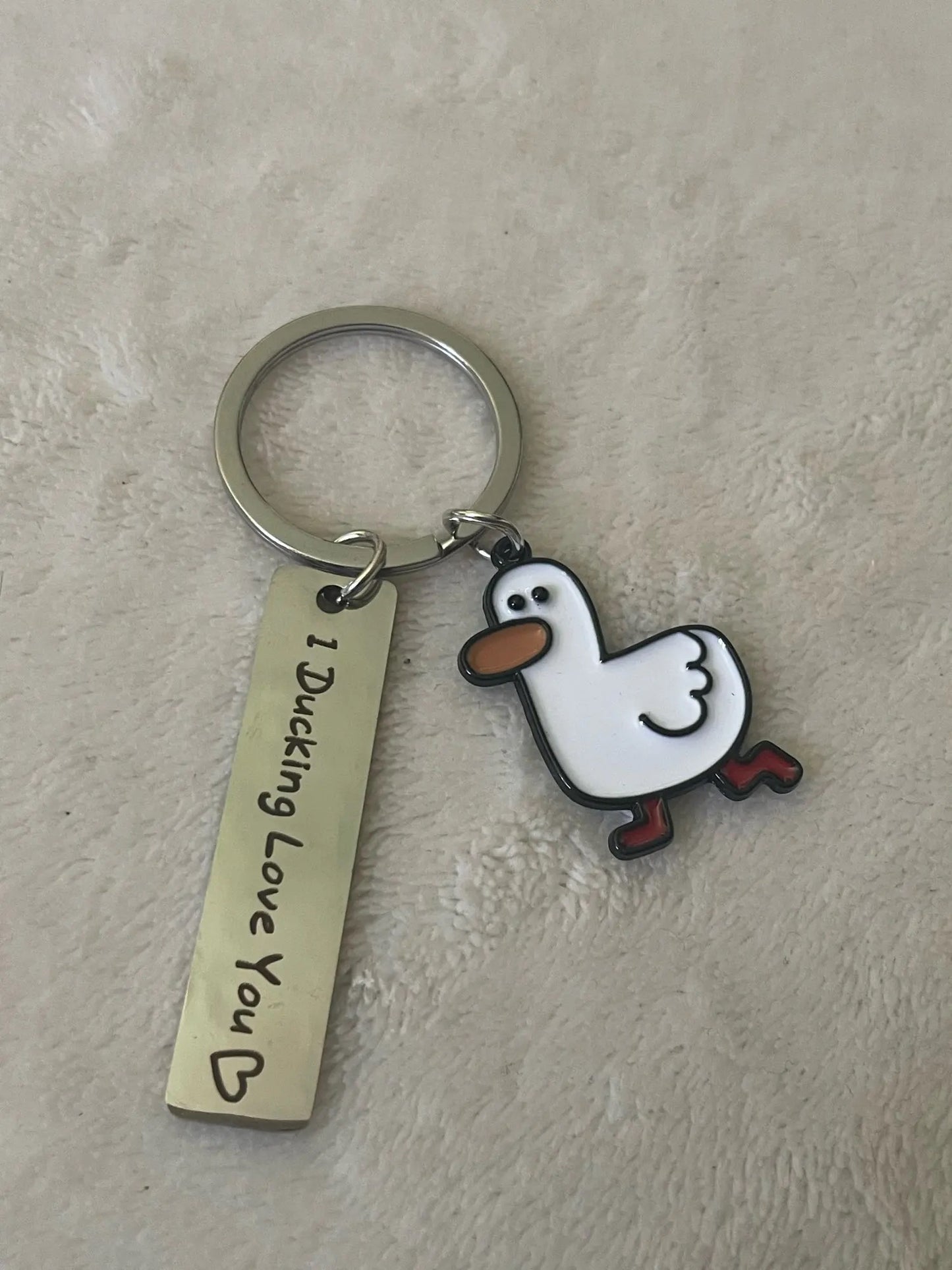 LLAVERO MINIMALISTA I DUCKING LOVE YOU PATO ACERO INOXIDABLE