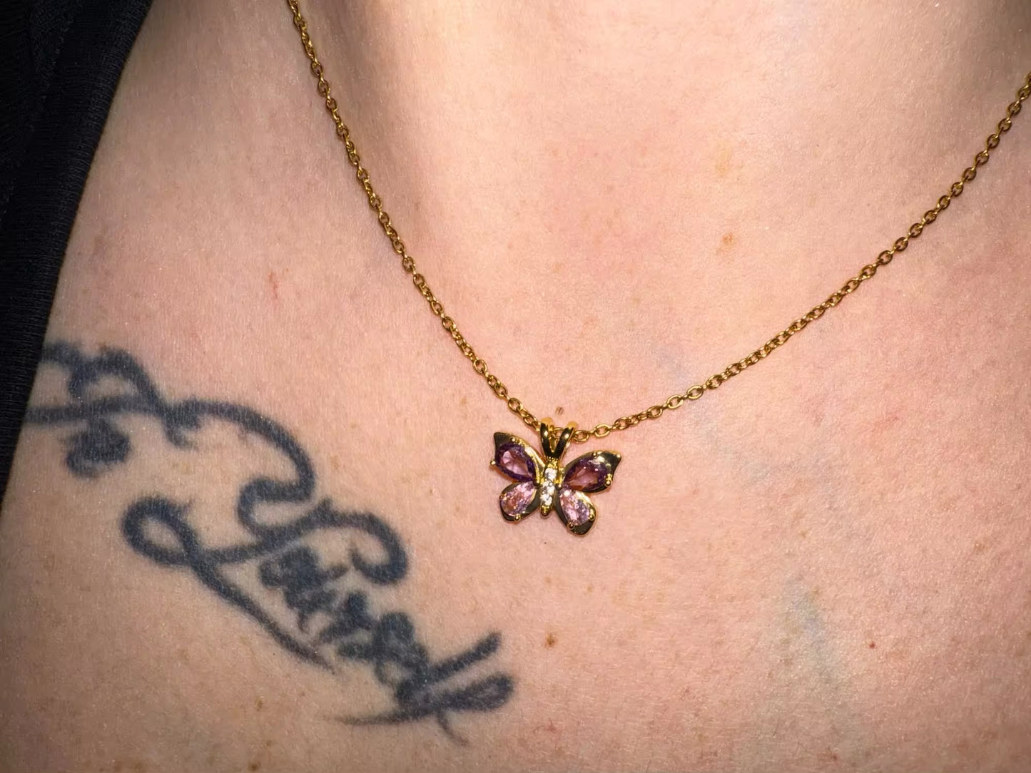 COLLAR CADENA MARIPOSA ELEGANTE CRISTALES DE CIRCONIA