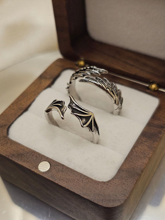 SET ANILLOS ALAS DE ÁNGEL VINTAGE
