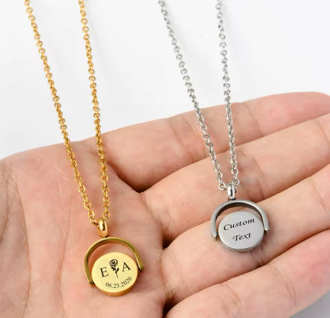 COLLAR MINIMALISTA CON COLGANTE GIRATORIO UNISEX PERSONALIZADO
