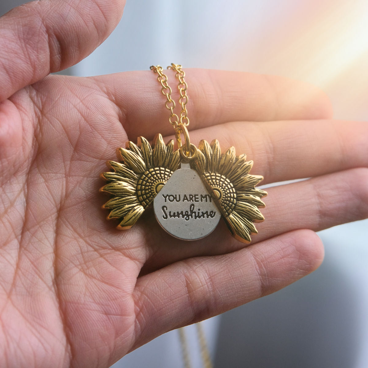 COLLAR MENSAJE OCULTO DISEÑO GIRASOL PERSONALIZADO