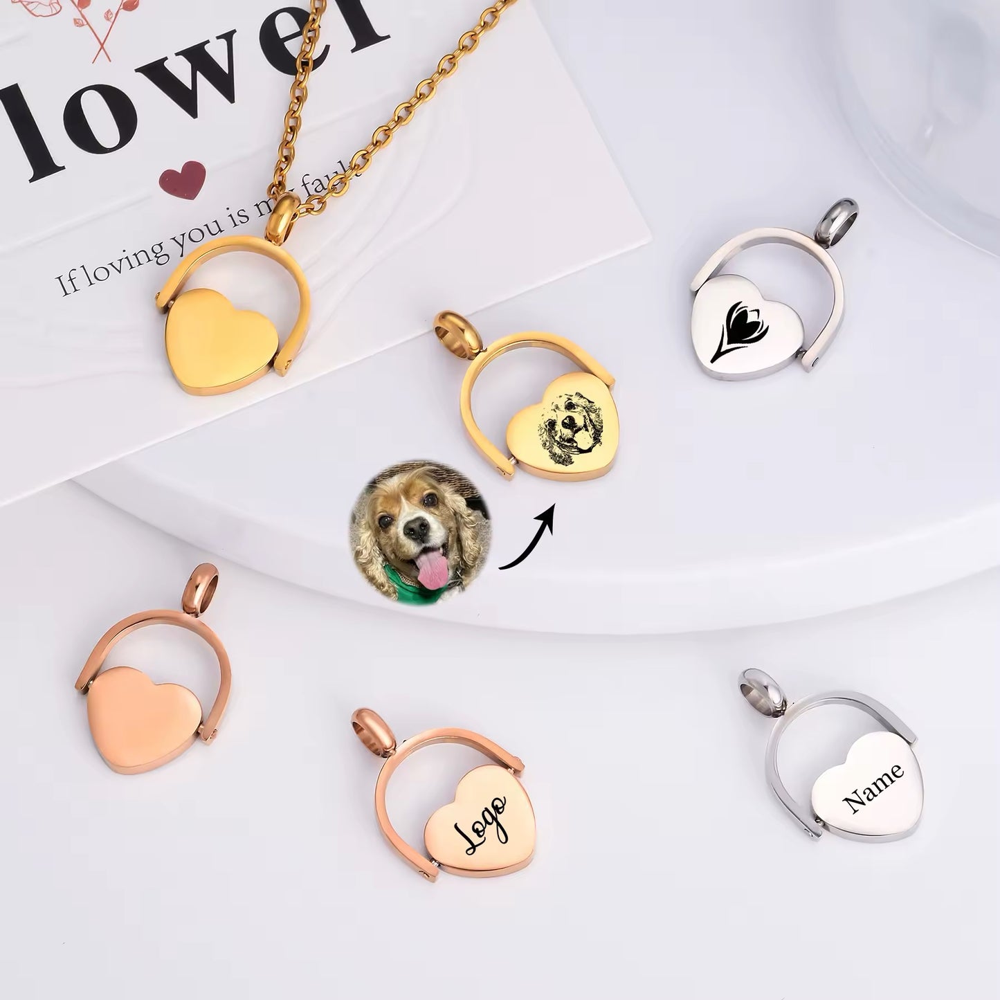 COLLAR MINIMALISTA CON COLGANTE GIRATORIO UNISEX PERSONALIZADO
