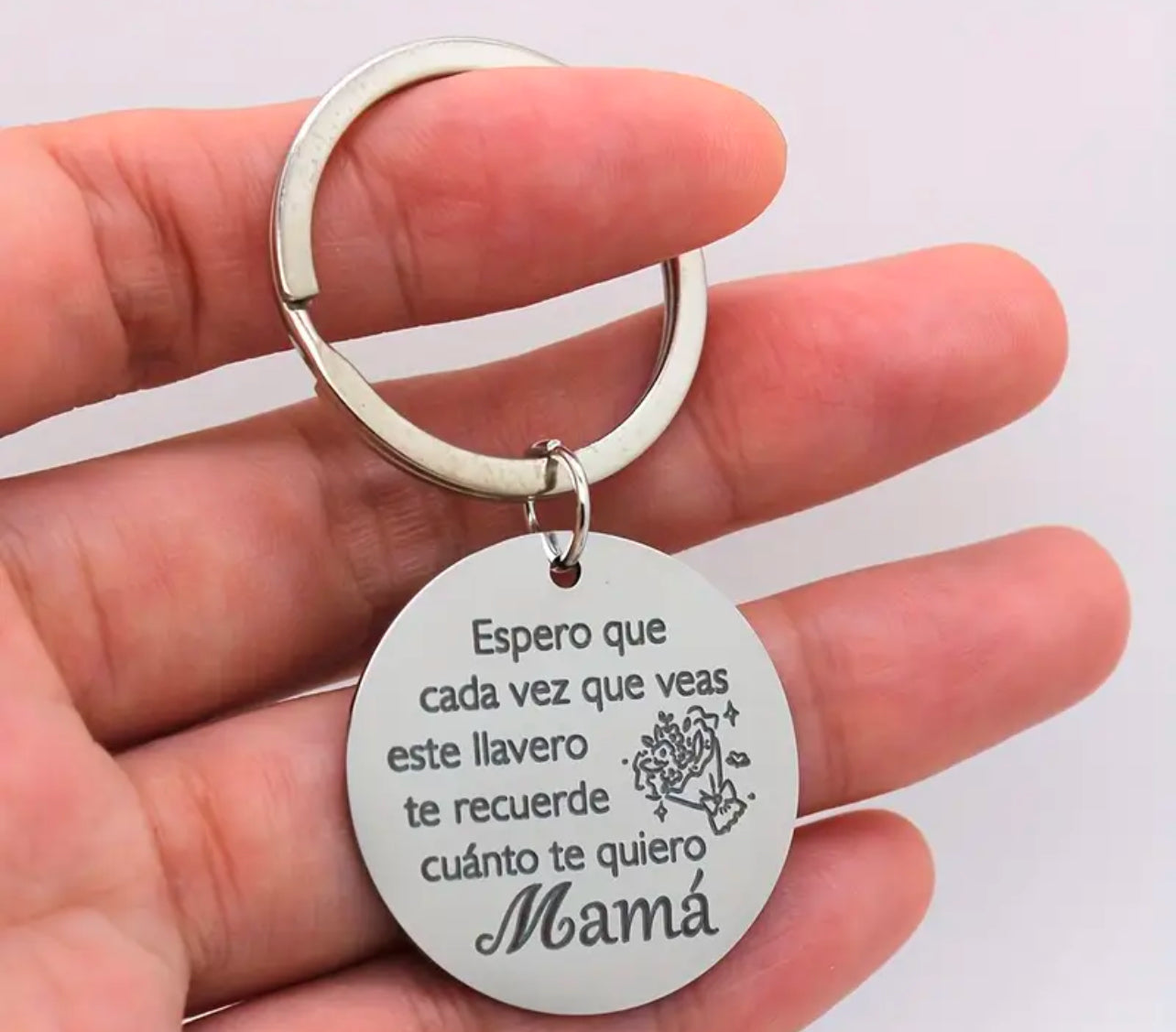 LLAVEROS PEQUEÑOS MINIMALISTAS ACERO INOXIDABLE MENSAJE MAMÁ