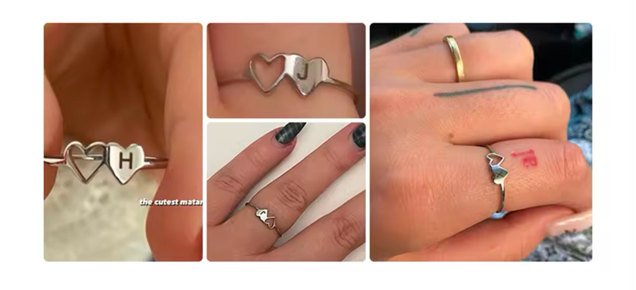 ANILLO CORAZONES MINIMALISTAS PERSONALIZADO INICIAL