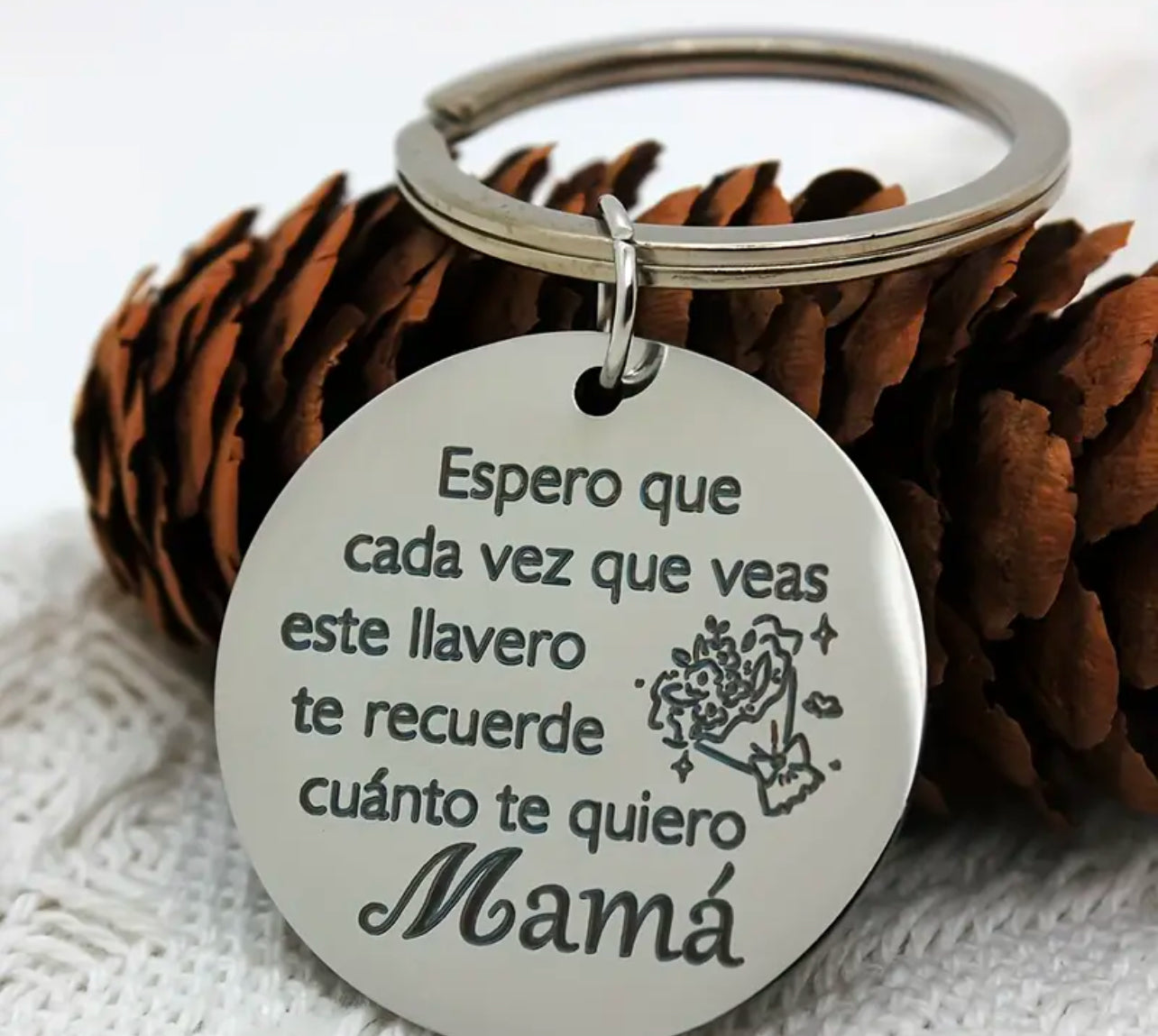 LLAVEROS PEQUEÑOS MINIMALISTAS ACERO INOXIDABLE MENSAJE MAMÁ