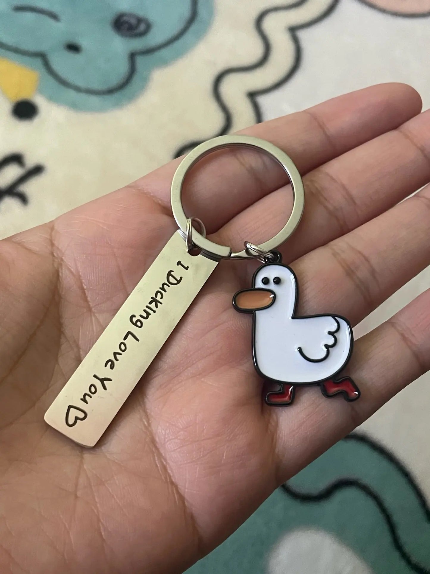 LLAVERO MINIMALISTA I DUCKING LOVE YOU PATO ACERO INOXIDABLE