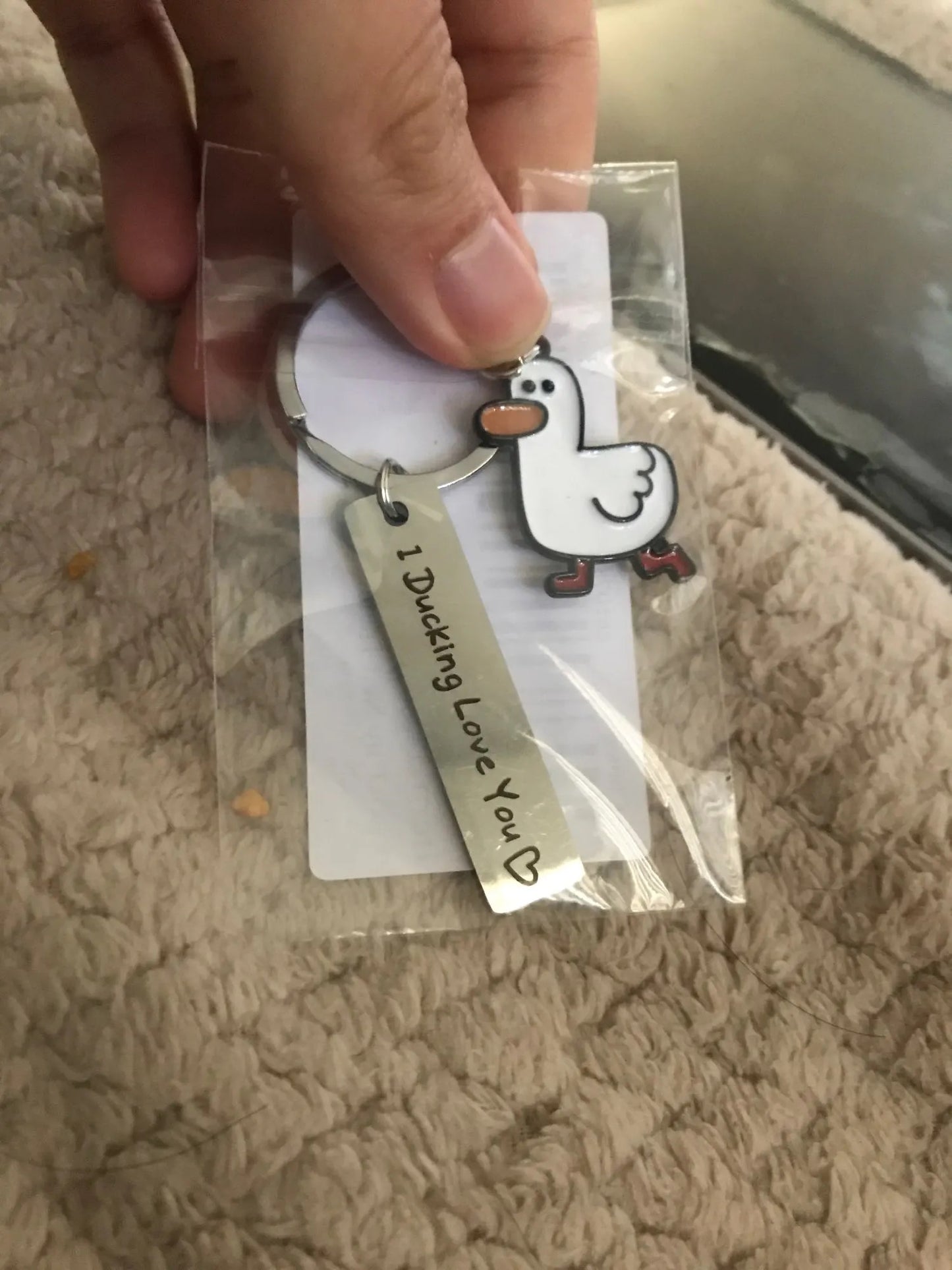 LLAVERO MINIMALISTA I DUCKING LOVE YOU PATO ACERO INOXIDABLE