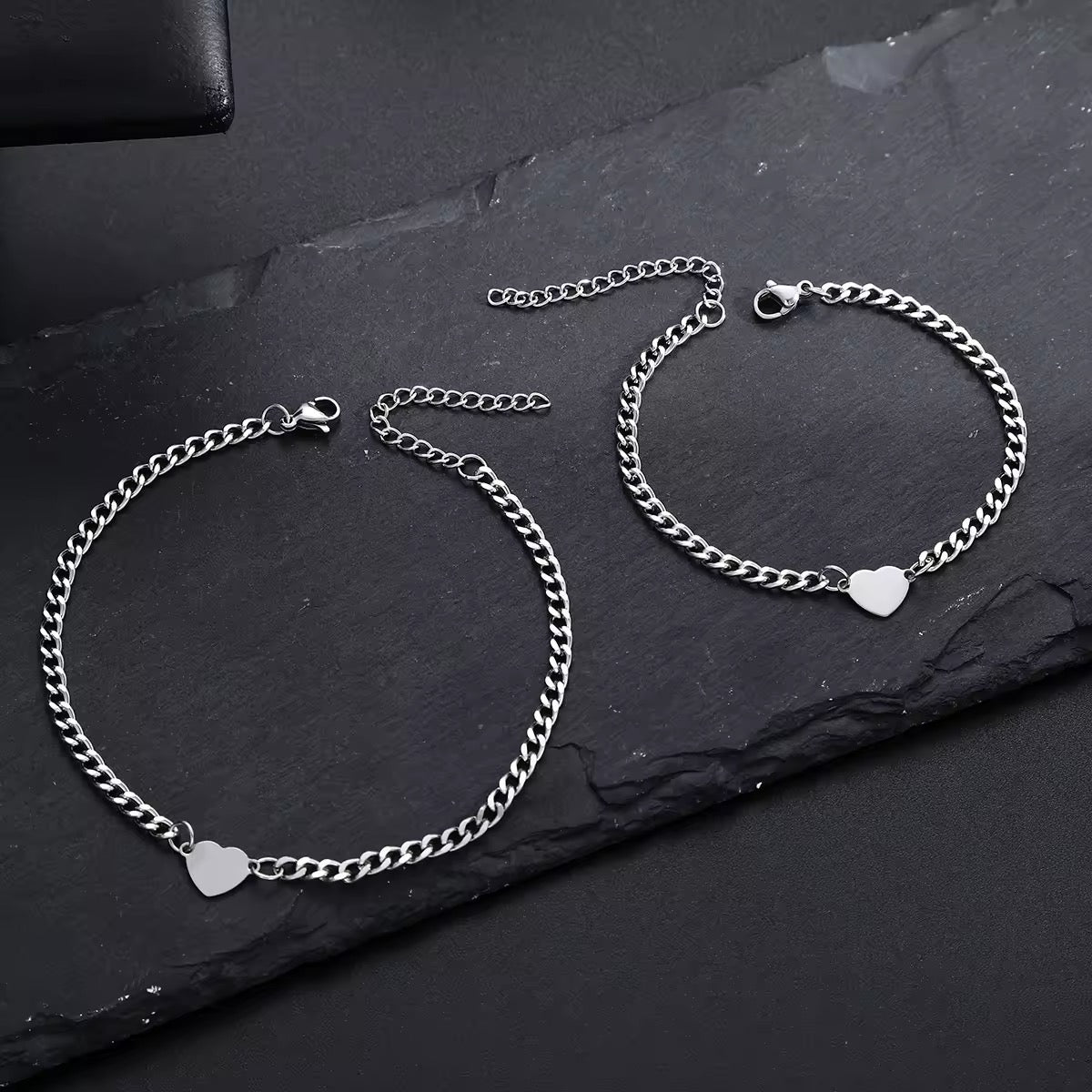 BRAZALETES GROSOR FINO MINIMALISTAS CADENA CUBANA DE PAREJA