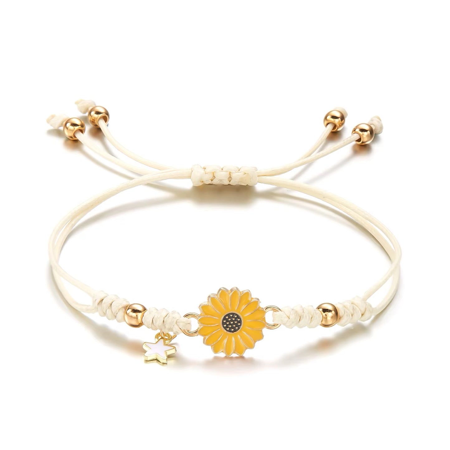 BRAZALETE MARGARITA DAISY FLOR HECHAS A MANO ARTESANAL