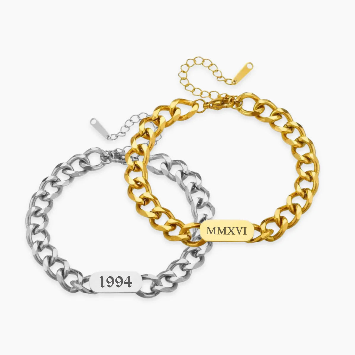 BRAZALETE ESTILO CUBANA ACERO INOXIDABLE PERSONALIZABLE PLATEADOS