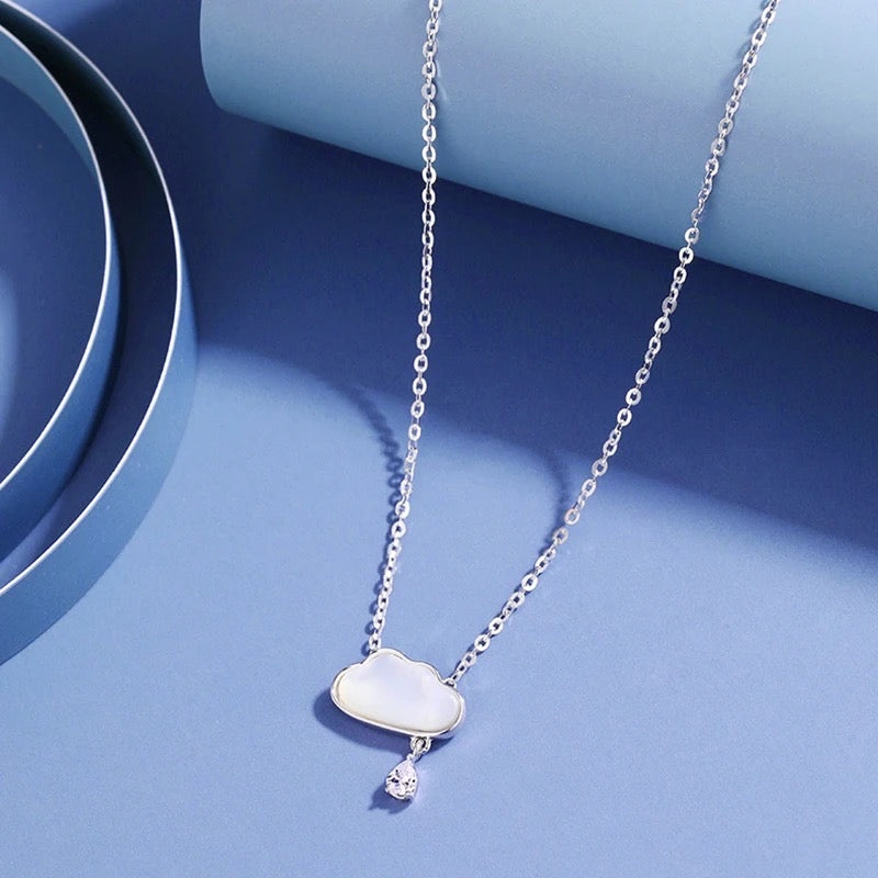 COLLAR NUBE Y CRISTAL MINIMALISTA CIRCONITA DELICADO
