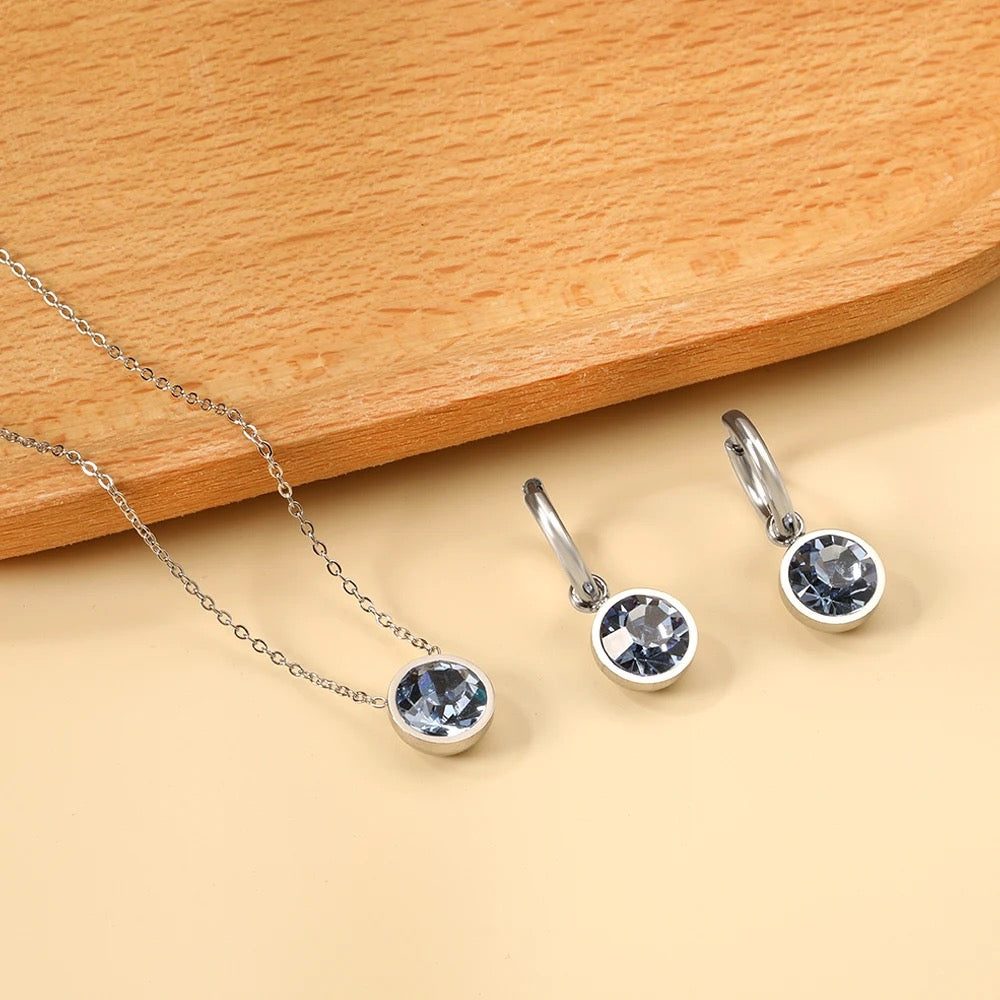 SET DE COLLAR CIRCONIA ELEGANTE ACERO INOXIDABLE