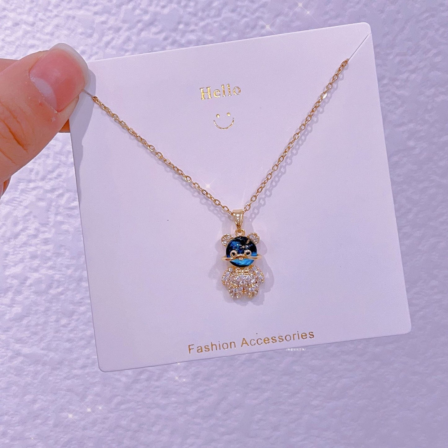 COLLAR OSO OSITO CIELO ESTRELLADO ELEGANTE CRISTAL DE CIRCONIA