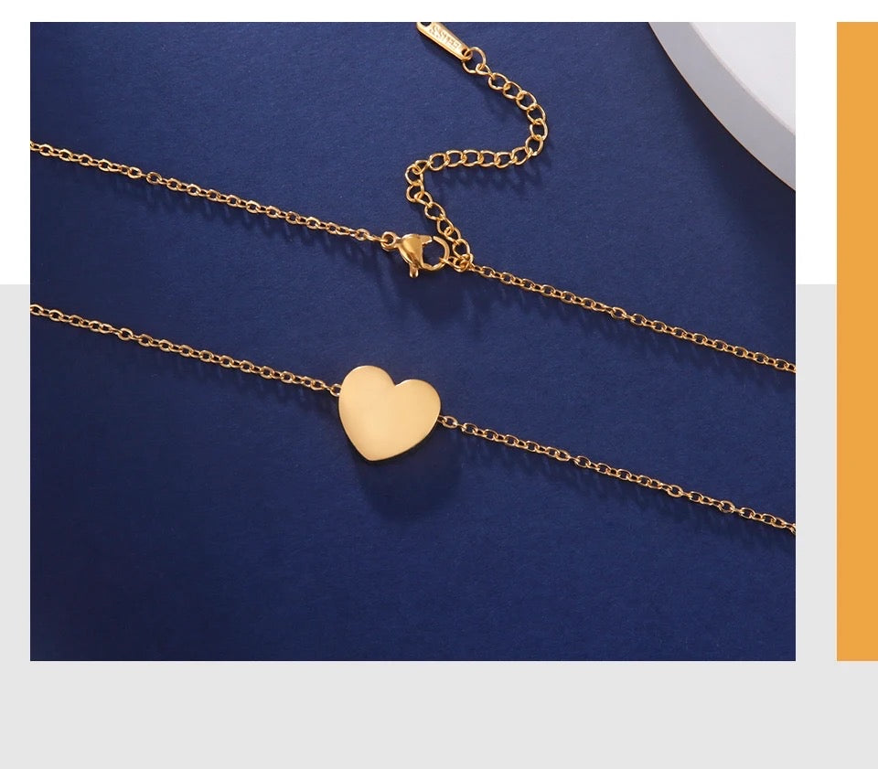 COLLAR CORAZÓN SÓLIDO MINIMALISTA PERSONALIZABLE