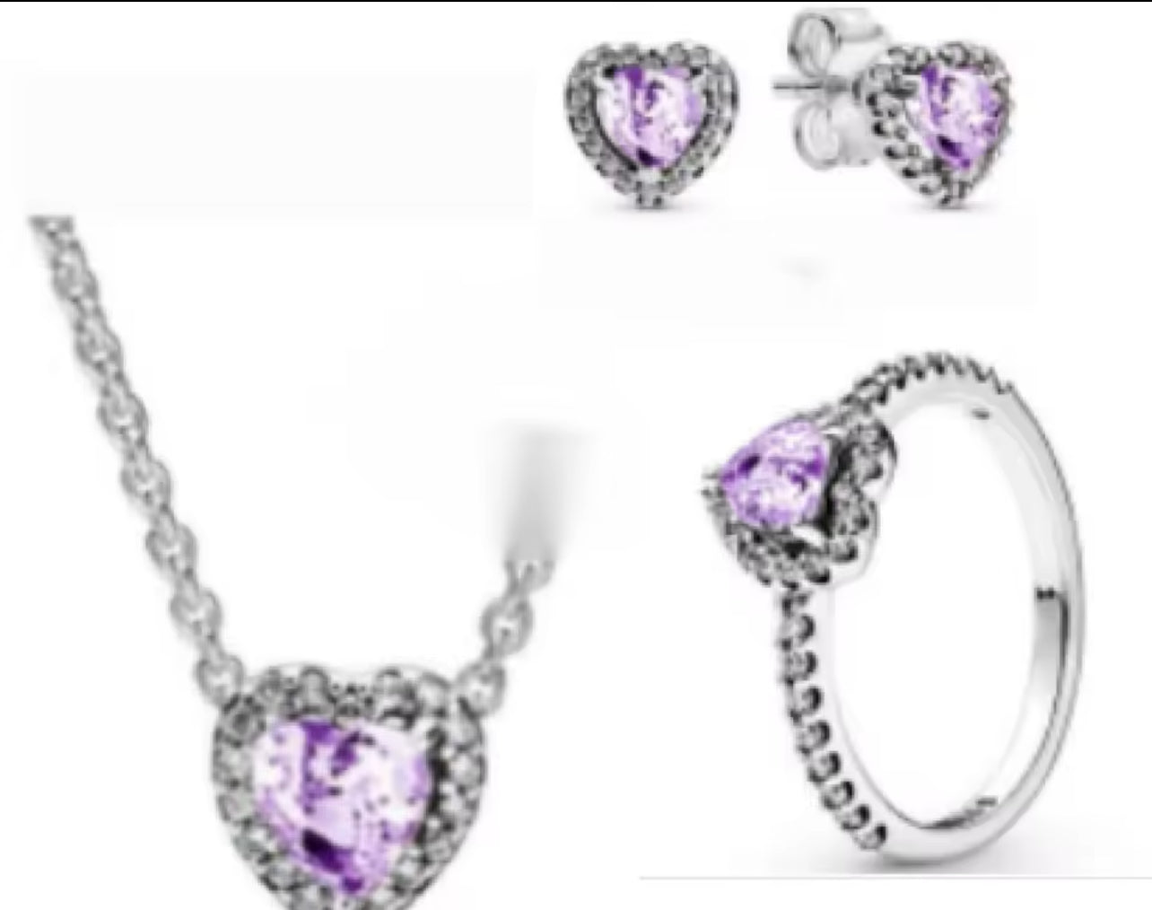 SET ESTILO PANDORA CORAZÓN MINIMALISTA CIRCONIA ELEGANTE
