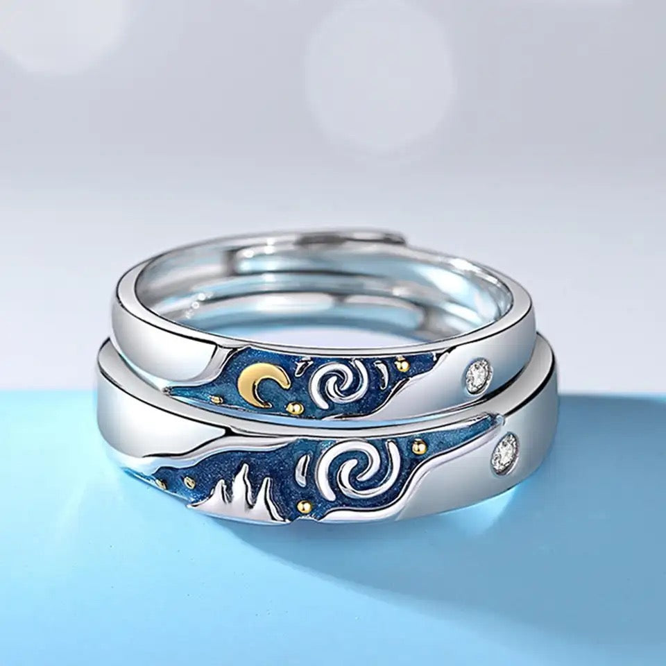 ANILLOS NOCHE ESTRELLADA DE VAN GOGH PROMESA