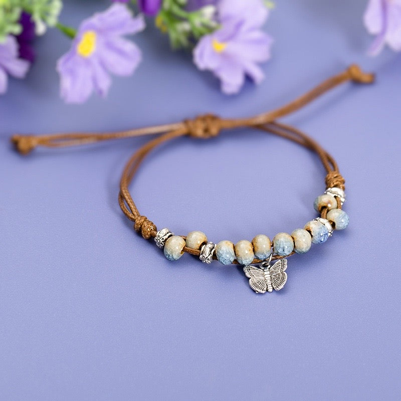 BRAZALETE CERAMICA MARIPOSA  HECHO A MANO ARTESANAL