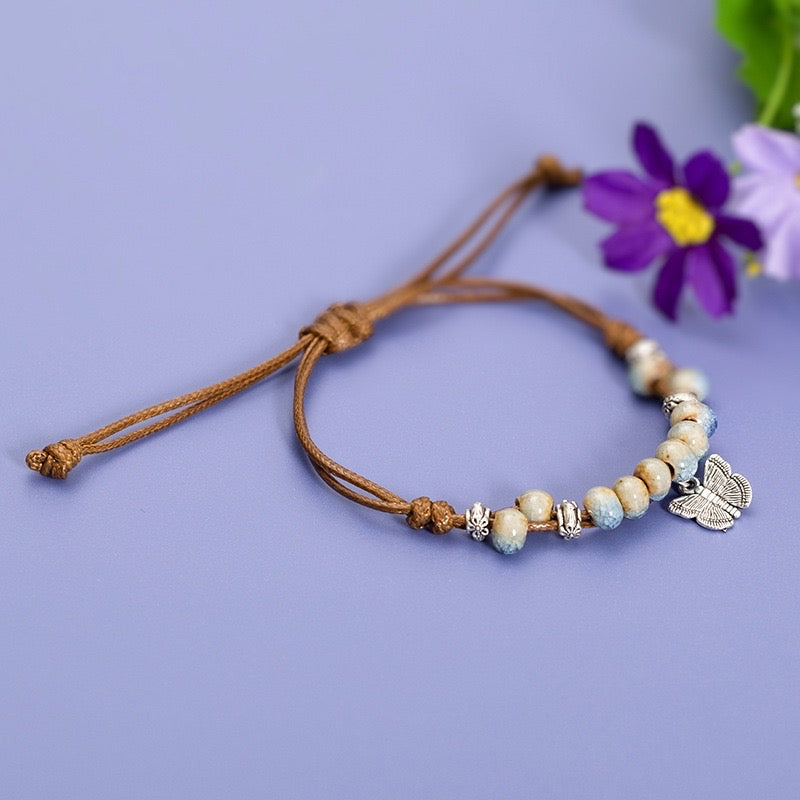BRAZALETE CERAMICA MARIPOSA  HECHO A MANO ARTESANAL
