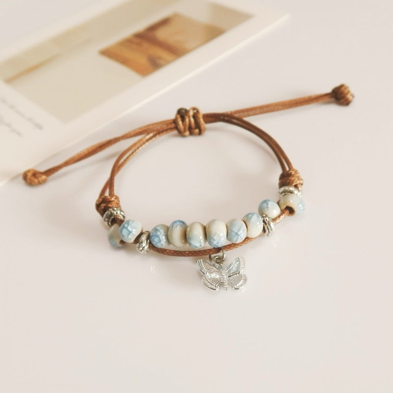 BRAZALETE CERAMICA MARIPOSA  HECHO A MANO ARTESANAL