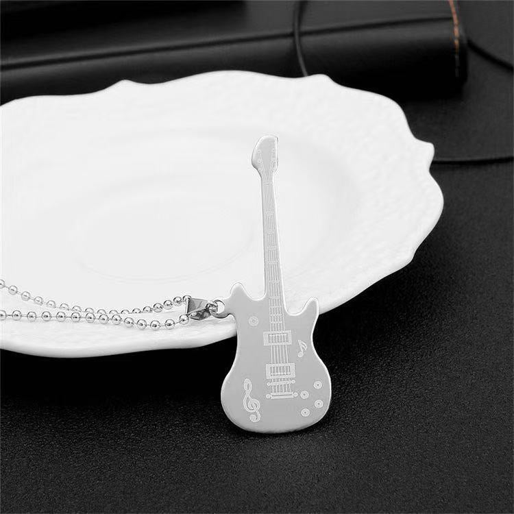 COLLAR MUSICAL GUITARRA  LEATHER & ACERO