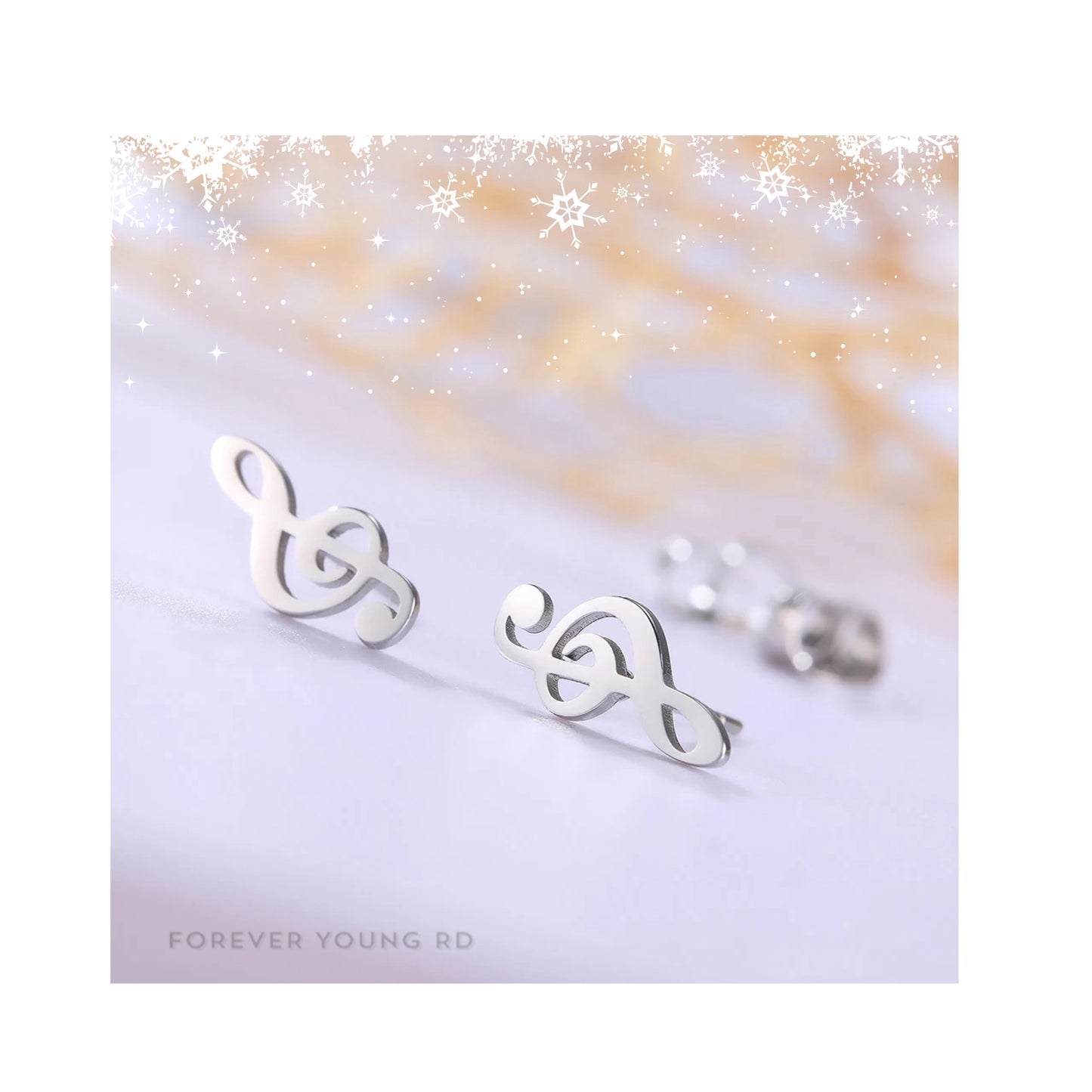 ARETES NOTA MUSICAL MINIMALISTA ACERO