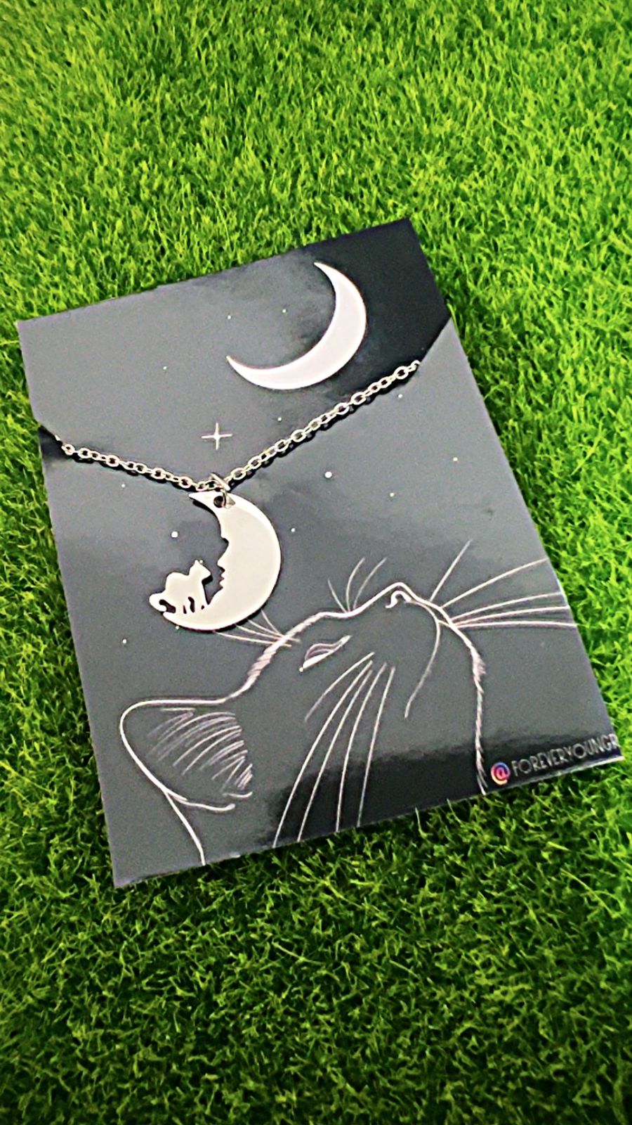 COLLAR LUNA Y GATO MINIMALISTA FINO