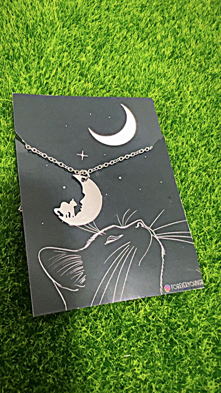 COLLAR LUNA Y GATO MINIMALISTA FINO