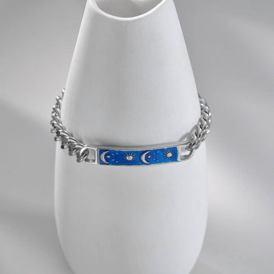 BRAZALETE ESTILO CUBANA DISEÑO LUNAR UNISEX