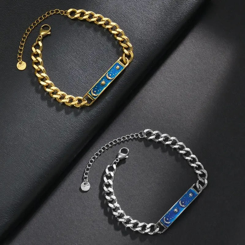 BRAZALETE ESTILO CUBANA DISEÑO LUNAR UNISEX