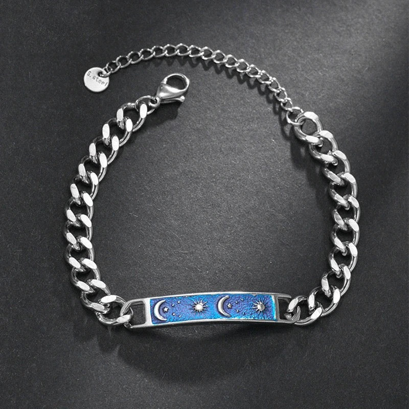 BRAZALETE ESTILO CUBANA DISEÑO LUNAR UNISEX