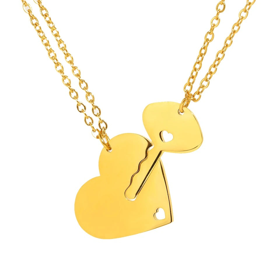 COLLARES FINOS LLAVE Y CORAZÓN ROMPECABEZAS PERSONALIZADOS