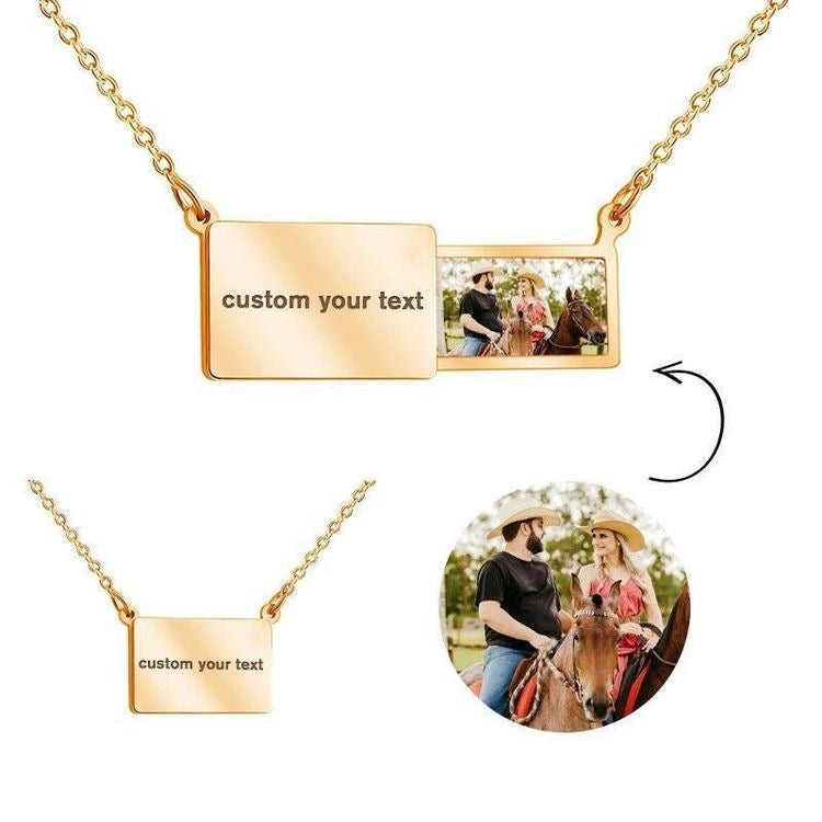 COLLAR FOTOGRAFÍA OCULTA + MENSAJE PERSONALIZADO CARTA MINIMALISTA PERSONALIZABLE