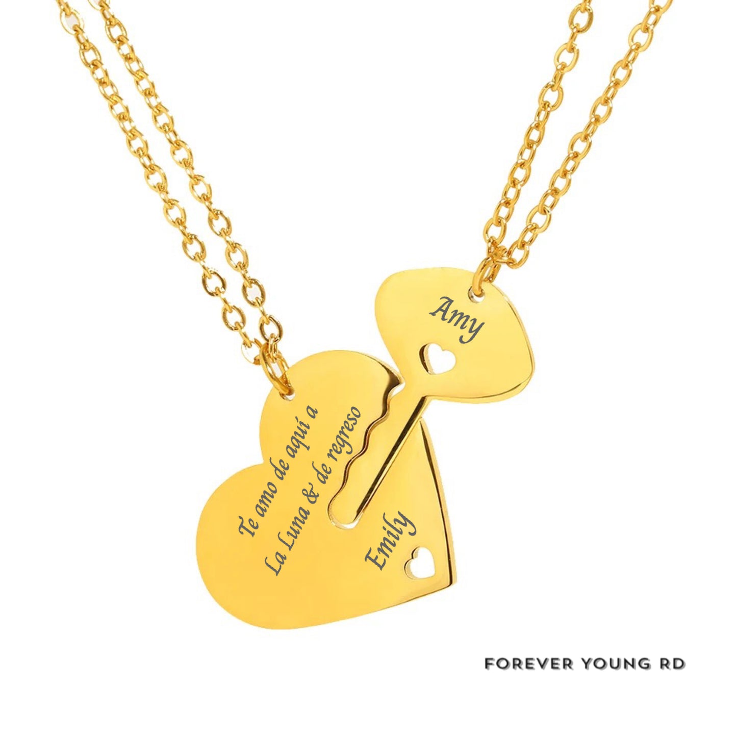COLLARES FINOS LLAVE Y CORAZÓN ROMPECABEZAS PERSONALIZADOS