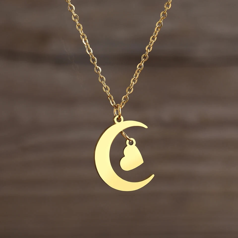 COLLAR LUNA Y CORAZÓN MINIMALISTA DELICADO