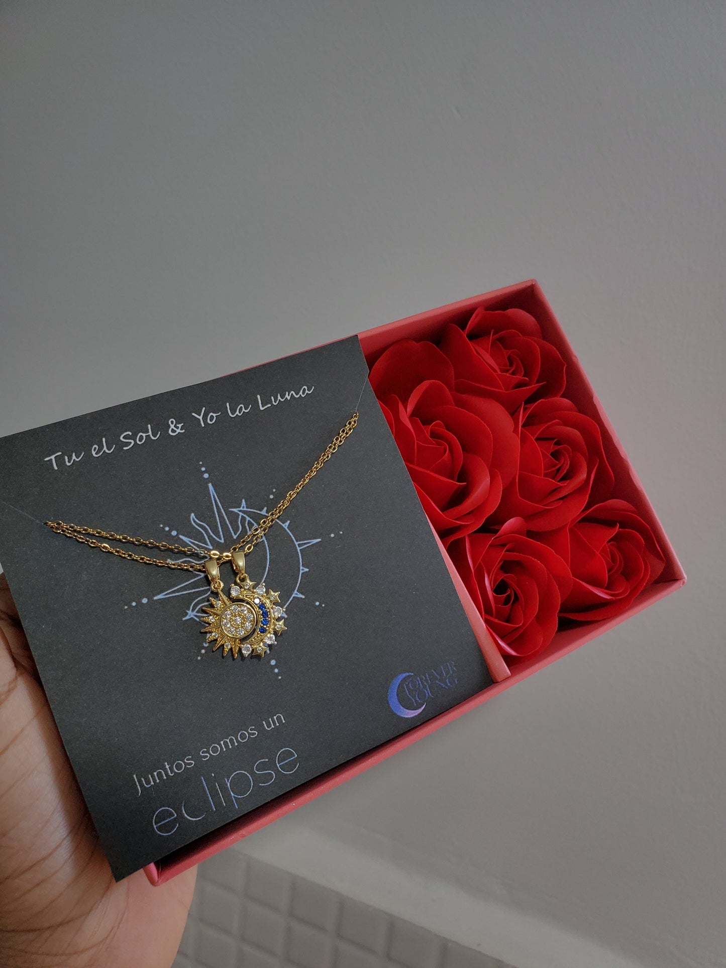 COLLARES PROMESA DIJES SOL & LUNA CELESTIAL CRISTALES DE CIRCONITA